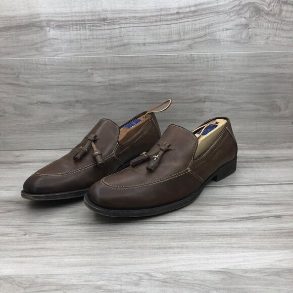 Robert Wayne Loafers Mens 8 Brown Leather Slip On Tassel Shoes